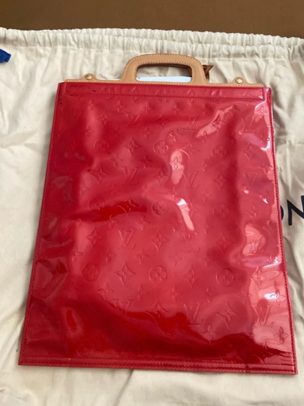 Louis Vuitton Monogram Vernis Red Stanton Bag with COA